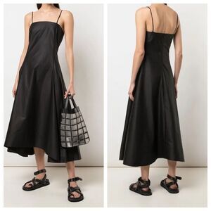 3.1‎ PHILLIP LIM Spaghetti Straps Hourglass Midi Dress Pockets Black Sz 6